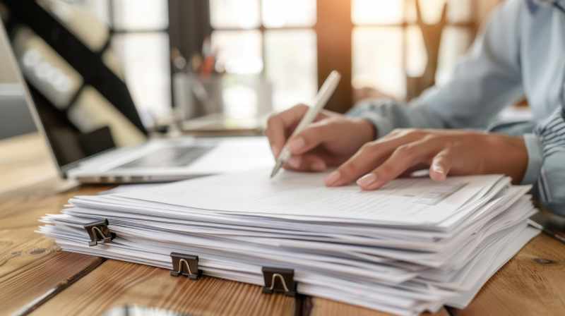The hand writing on documents